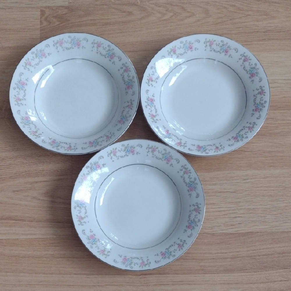 Rapture Dynasty Fine China 8" Diameter Soup Bowls Set Of Three Vintage